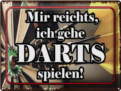 Produktbild von Blechschild mir reichts ich gehe Dart spielen, 40 x 30 cm, Blechschilder Spruch Sport Hobby