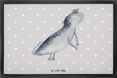 Produktbild von Mr. & Mrs. Panda fußmatte Axolotl Schwimmen 60 x 90 cm - Grau Pastell - Geschenk, Optimistisch, Schmutzmatte, Bodenvorleger, Schmutzfangmatte, Lurch, Lurche, Problem