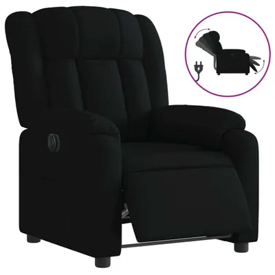 A black electric recliner chair shown from the front-left.