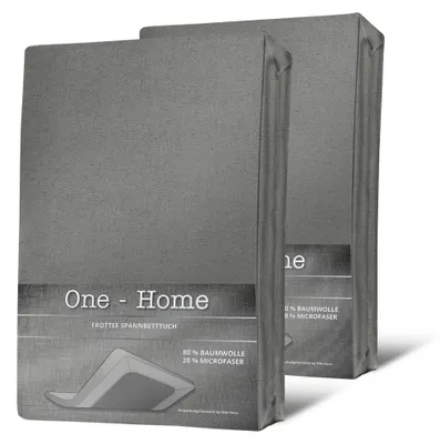 Produktbild von 2er Pack Spannbettlaken FROTTEE 140x200 cm - 160x200 cm grau Spannbetttuch Set