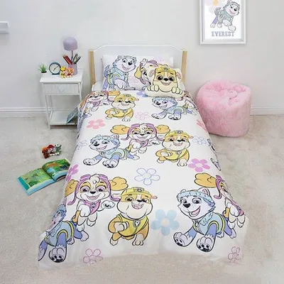 Immagine prodotto di Set di lenzuola per letto singolo Unyqoos® Paw Patrol – Set di lenzuola con copripiumino reversibile 135 x 200 cm (adatto per 140 x 200) + federa 48 x 74 cm, rosa, microfibra morbida, prodotto con licenza ufficiale