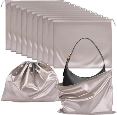Productafbeelding van Stofzakken voor handtassen - Set van 12 - 50 x 60 x 0,3 cm - Opbergzakken van satijn - Zakken met trekkoord - Schoenen