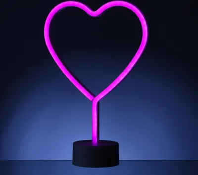 LED NEON Figur HERZ - Dekoleuchte - H- 30cm - Batterie oder USB Betrieb - stehend - pink