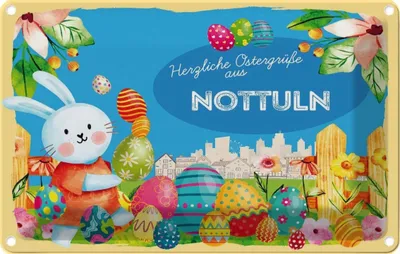 Produktbild von vianmo Blechschild 20x30 cm Ostergrüße NOTTULN Ostern Gruß