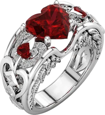 Produktbild von Ring Herzförmiger europäischer Stil Legierung Romantische Frauen Fingerdekoration für Valentinstagsgeschenk-US 7