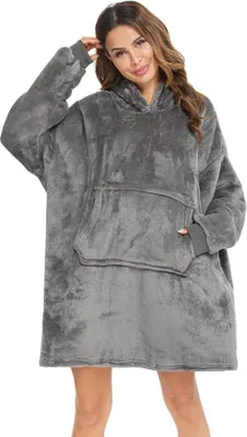 Produktbild von Übergroße Kapuzenjacke – Kapuzenmantel – Warmer Mantel – Warme Kapuzenjacke – Wintermantel – Fleece-Decke – Kapuzen-Decke