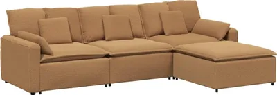 Produktbild von vidaXL Modulares Sofa mit Fußhocker und Kissen Beige