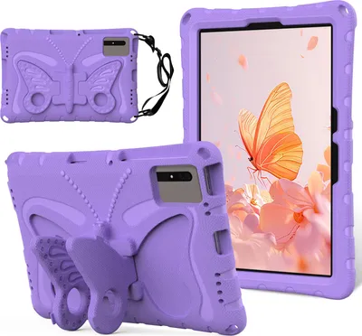 Immagine prodotto di Custodia per bambini per Lenovo Tab M11 2023 /Xiaoxin Pad 2024 11", leggera custodia antiurto in EVA con tracolla e supporto a farfalla Viola