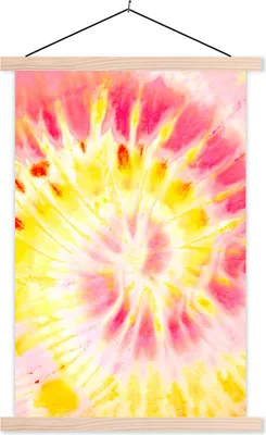 Produktbild von MuchoWow® Textilposter Krawattenfärbung - Rosa - Rot 60x90 cm mit holzfarbenen Rahmen - Textil
