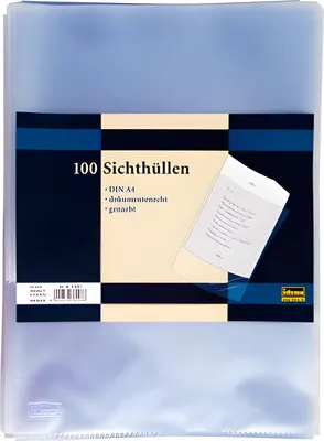 Produktbild von 100 Sichthüllen DIN A4 Klarsichthüllen mit Griffloch / 90my stark