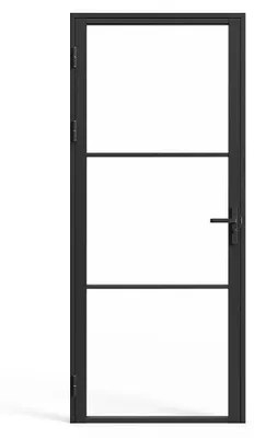 Zdjęcie produktu dla Zestaw drzwi - odwracalne - aluminium i szkło bezpieczne - 204 x 93 cm - czarny - MASERU