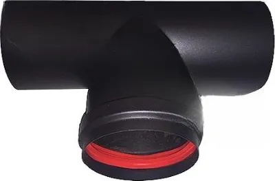 Obrázok produktu pre T-kus dymovodu pre peletové kachle 80 mm - HNEDÝ