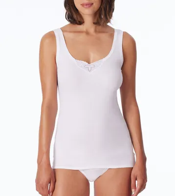 Image de Schiesser caracos lot de 2 Coton essentials tank tops with embroidery white femmes