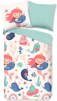 Produktbild von Duvet cover Good Morning 135x200 + 1* 80x80 cm - mermaid with narwhal