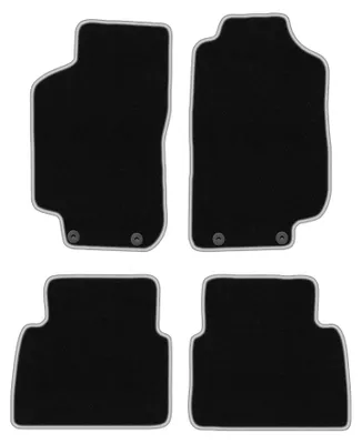 Produktbild von Velours-Fußmatten für Saab 9-5 I Y3SE 1997-2005 (Limousine/Kombi) – 4-tlg, Schwarz/Silber, passgenau – Wielganizator CARLUX