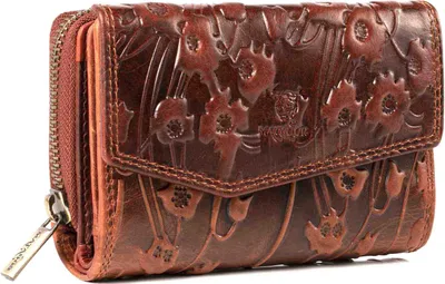 Produktbild von MATADOR SEVILLA Damen Leder Portemonnaie Geldbörse Blumen Braun