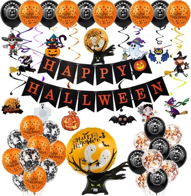 Obrázek produktu pro Balón z hliníkové fólie na Halloween, balónky na Halloween, dekorace na Halloween pro děti, girlanda z balónků na Halloween, sada dekorací na Halloween