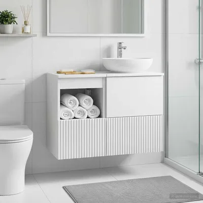 Productafbeelding van Maison Exclusive - Badkamerkast, hoogglans wit, 30 x 41 x 50 cm, houtvezel