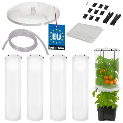 Produktbild von KOTARBAU® 4er Set Schutzfolie für Tomatenpflanze ⌀ 40 cm x 148 cm Tomatenschutzfolie Schutzfolie Reifehaube Reifefolie Gewächshaus Klein Transparent