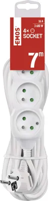Prodlužovací kabel 7 m / 4 zásuvky / bílý / PVC / 1,5 mm2