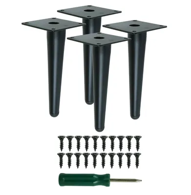Produktbild von Metallfuß aus Stahl 18 cm gerade Sofafuß Schrankfuße Schwarz 4 Stück