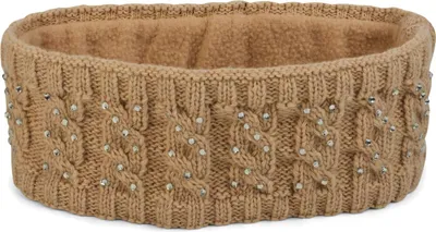 Produktbild von styleBREAKER Damen Stirnband mit Zopfmuster und Strass, weiches Fleece Innenfutter, Haarband, Headband 04026001