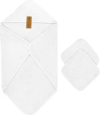 Produktbild von Arus Kapuzenhandtuch-Set für Babies aus Baumwolle, Farbe:Weiß, Größe:90 x 90 cm