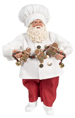 Image de Clayre & Eef Figurine de décoration de Noël Père Noël 27 cm Blanc Rouge Textile