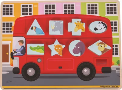 Obrázok produktu pre Bigjigs Toys Vkladací puzzle autobus so zvieratkami