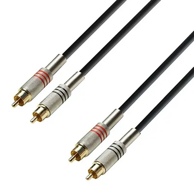 Produktbild von Cinch-Kabel 2 x 2 m Adam Hall Cables 3 STAR TCC 0100 Twin-Kabel Schwarz