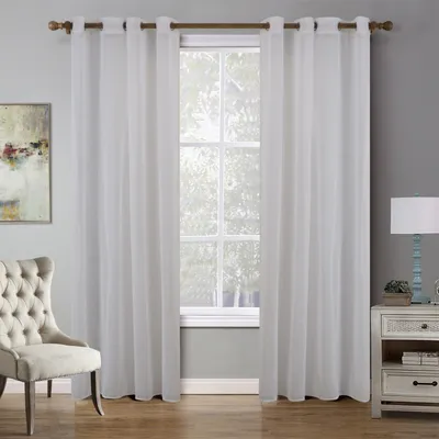 Produktbild von 2er Set Sheer Voile Vorhang mit Ösen Transparente Optik Gardine ​aus Voile Polyester Ösenschal Transparent Wohnzimmer Fensterschal für Schlafzimmer (140*240cm , Weiß)