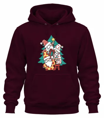 Obrázek produktu pro Švédský skřítek Christmas Tree - vánoční dárek Uni mikina s kapucí, vínová, M