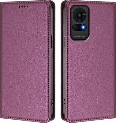 Image de Étui en cuir pour TCL 50 LE, étui à rabat magnétique en cuirPolyuréthaneavec support, violet