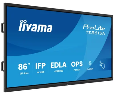 Image de iiyama TE8615A-B1AG Écran d'affichage Panneau plat interactif 2,17 m (85,6 pouces) Wi-Fi 550 cd/m² 4K Ultra HD