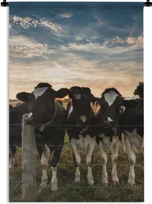 Produktbild von MuchoWow® Wandteppich Wandbehang Tiere - Kuh 90x135 cm Tapisserie Dekoration Wandtuch - Baumwolle - Wandskulptur