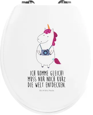 Produktbild von Mr. & Mrs. Panda WC Deckel Einhorn Fotograf - Weiß - Geschenk, Klodeckel, Sitz, Klo-Deckel, WC-Sitz, Fotografie, Urlaub, Städtereise, Unicorn, klo, Toilettenbrille