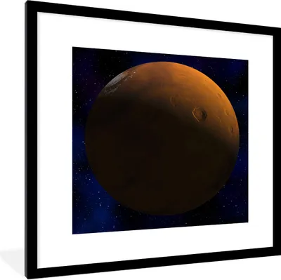 Produktbild von MuchoWow® Gerahmtes Poster Mars vor einem dunklen Hintergrund 40x40 cm - Poster mit Schwarzem Bilderrahmen Wandposter Rahmen Foto Bilder - Poster - Plakat im Rahmen