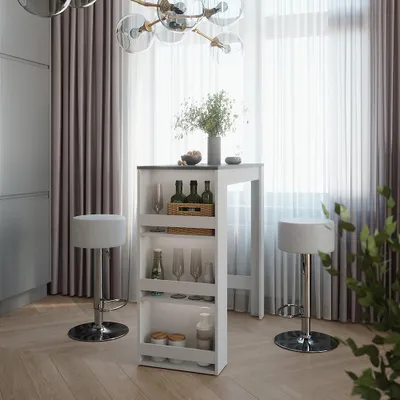 Zdjęcie produktu dla Zestaw stołu barowego Vicco Repose Biały/antracyt 45 x 110 cm z 2 stołkami barowymi, Model 55726