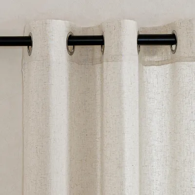 Imagen del producto de Cortinas de lino color beige natural, semitransparentes