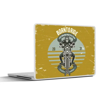 Produktbild von MuchoWow® Laptop Aufkleber Sticker Cover Mancave - Motor - Skelett - Vintage 30x21 cm - Sticker für Laptop - Selbstklebend