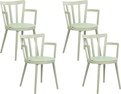 Obrázek produktu pro BELIANI Sada 4 jídelních židlí zelený syntetický čalouněný sedák z umělé kůže Moderní minimalistický styl Obývací pokoj