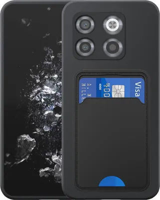 Produktbild von Geeignet für OnePlus 10T Telefon Fall mit TPU Kartenhalter - Flexible Back Cover Case Silikon TPU mit Cardslot - Schwarz - Smartphonics