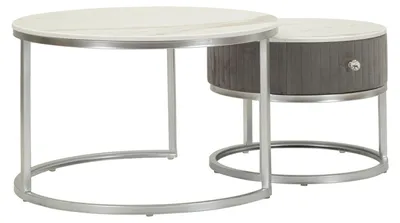 Produktbild von Mauro Ferretti Couchtisch Greys, 2-teilig, 70 x 45 – 50 x 40 cm, silbergrau