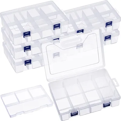 3er-Set Aufbewahrungsboxen, 8 Fächer, transparent, mit Trennwänden