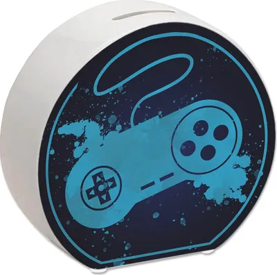 Produktbild von Spardose mit Retrocontroller in Blau für Videospieler