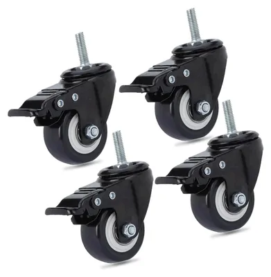 Zdjęcie produktu dla Kółka do krzesła biurowego M8 x 25 mm, 4 szt., z hamulcami, PU, do 240 kg, do mebli