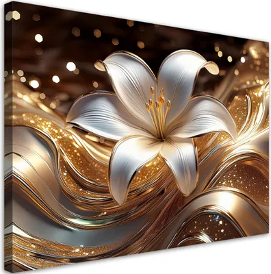 Produktbild von Leinwandbild Gold Lilienblüte 90x60 Feeby Gold bild für die wand bereit zum aufhängen