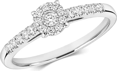 Produktbild von Funkelndes Feuer Edler 9 Karat (375) Weißgold Solitär Verlobung Damen - Diamant Ring Brillant-Schliff 0.25 Karat H - I1, 51 (16.2); TRS211879KWRSL