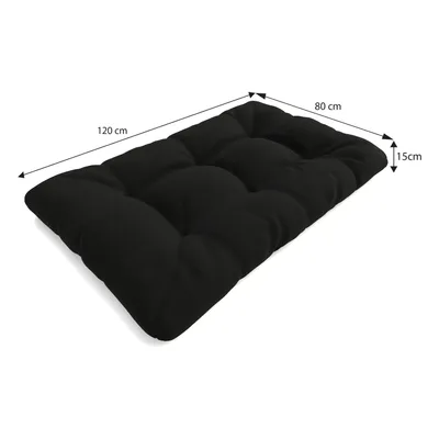 Immagine prodotto di POKAR Cuscino per pallet con bella trapuntatura Cuscino per divano in pallet, Dimensioni: Set cuscino di seduta 120x80 + cuscino di schienale 120x40, Colore: Nero