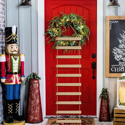 Productafbeelding van Kabouter Touwladder - Miniatuur Ladder - Kerst Decoratie - Duurzaam Hout Touw - 60 cm - Bruin